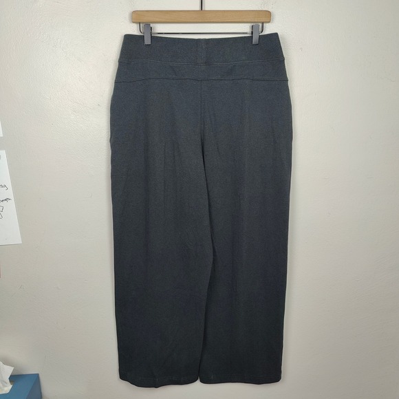 Pact Wide Leg Ankle Pants Womens Large Charcoal Gray 100% Organic Cotton Lounge - Picture 5 of 9
